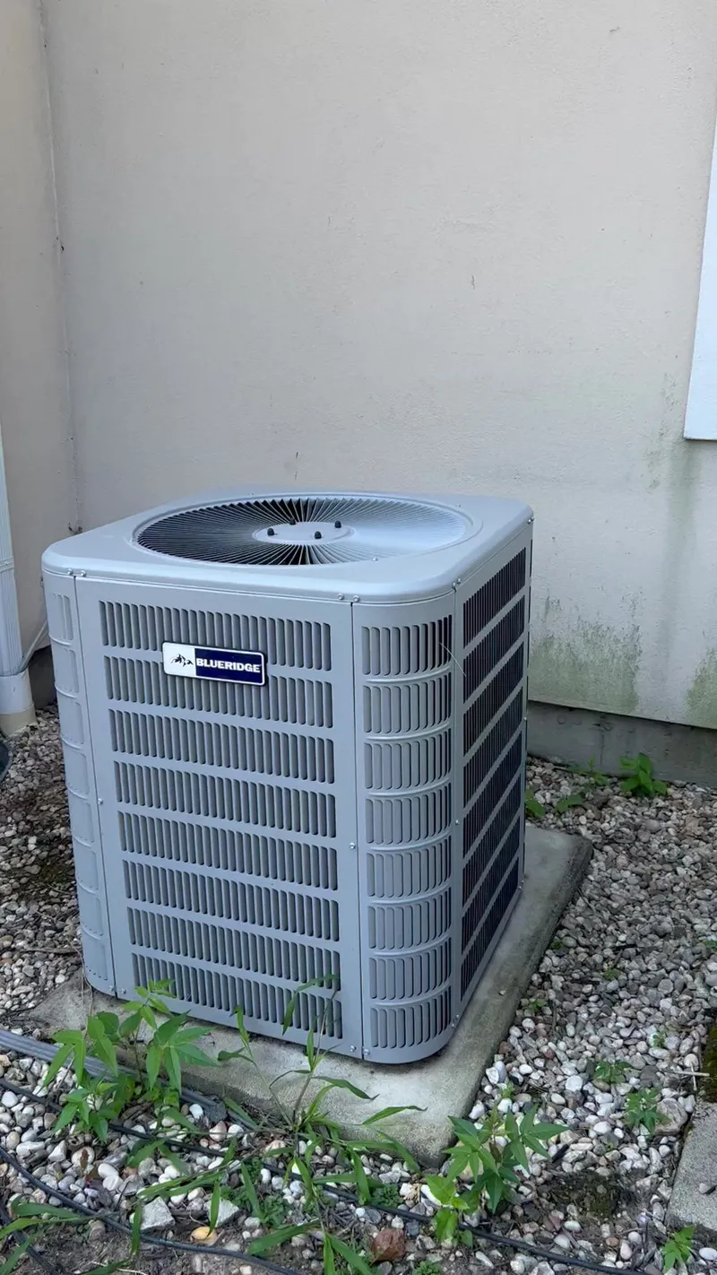 New condenser on concrete pad
